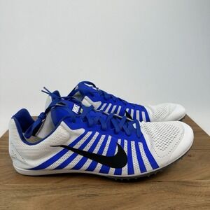 New NIB Mens Nike Zoom D White/Blue Track and Field Spiked Running Shoes Size 12
